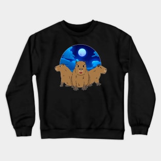 Funny Capybaras design - Three Moon Capybaras - gift idea for Capybaras & Moon lovers Crewneck Sweatshirt